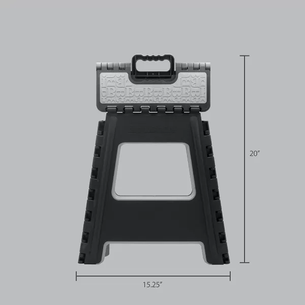 BROOKSTONE 16 Folding Step Stool for Adults NonSlip Textured Grip Surface Foldable Space Saving Design Carrying Handle Holds Up to 300 Pounds for Kitchen and Rest of Home GrayBlack