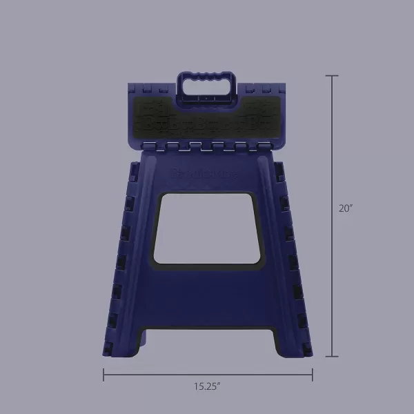 BROOKSTONE 16 Folding Step Stool for Adults NonSlip Textured Grip Surface Foldable Space Saving Design Carrying Handle Holds Up to 300 Pounds for Kitchen and Rest of Home GrayNavy