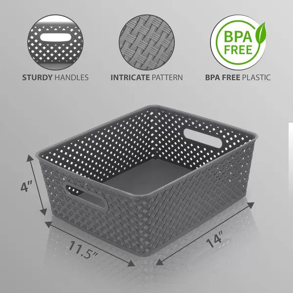 BROOKSTONE 2 Pack Large Storage Baskets with Handles Decorative Woven Pattern Versatile and Stylish Organizers for Home BPA Free Plastic BinsBROOKSTONE 2 Pack Large Storage Baskets with Handles Decorative Woven Pattern Versatile and Stylish Organizers for Home BPA Free Plastic Bins