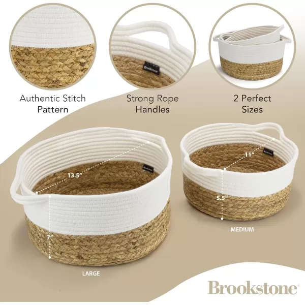 BROOKSTONE 2 WickerCotton Rope Storage Baskets Woven Bin with Handles Baby Nursery Organizer Suitable for Any Dcor StyleBROOKSTONE 2 WickerCotton Rope Storage Baskets Woven Bin with Handles Baby Nursery Organizer Suitable for Any Dcor Style