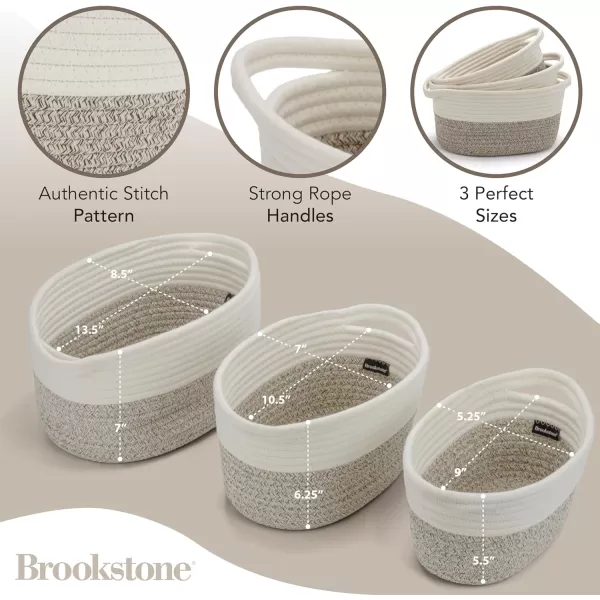 BROOKSTONE 3 Cotton Rope Storage Baskets Woven Bin with Handles Baby Nursery Organizer Suitable for Any Dcor StyleBROOKSTONE 3 Cotton Rope Storage Baskets Woven Bin with Handles Baby Nursery Organizer Suitable for Any Dcor Style