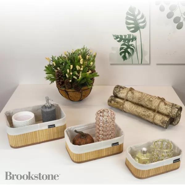 BROOKSTONE 3 PIECE SET Bamboo Storage Basket Boho Organization and Storage Container Decorative Shelf Bin for any Bedroom Over the Vanity Bathroom Accessory Suitable for Any Home Dcor StyleBROOKSTONE 3 PIECE SET Bamboo Storage Basket Boho Organization and Storage Container Decorative Shelf Bin for any Bedroom Over the Vanity Bathroom Accessory Suitable for Any Home Dcor Style