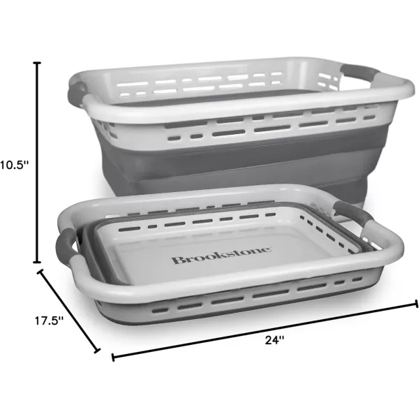 BROOKSTONE Collapsing Laundry Basket LEAVE ADHESIVE IN PLACE TO AVOID RESIDUE Comfort Grip Handles Smart Space Saving Structure Portable Pop Up Storage Box only 3 Inches High When FoldedBROOKSTONE Collapsing Laundry Basket LEAVE ADHESIVE IN PLACE TO AVOID RESIDUE Comfort Grip Handles Smart Space Saving Structure Portable Pop Up Storage Box only 3 Inches High When Folded