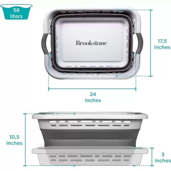 BROOKSTONE Collapsing Laundry Basket LEAVE ADHESIVE IN PLACE TO AVOID RESIDUE Comfort Grip Handles Smart Space Saving Structure Portable Pop Up Storage Box only 3 Inches High When FoldedBROOKSTONE Collapsing Laundry Basket LEAVE ADHESIVE IN PLACE TO AVOID RESIDUE Comfort Grip Handles Smart Space Saving Structure Portable Pop Up Storage Box only 3 Inches High When Folded