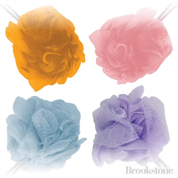 BROOKSTONE MultiColoured 4 Pack Soft Shower Loofah Sponge Gentle Body Scrubber for Men and WomenBROOKSTONE MultiColoured 4 Pack Soft Shower Loofah Sponge Gentle Body Scrubber for Men and Women