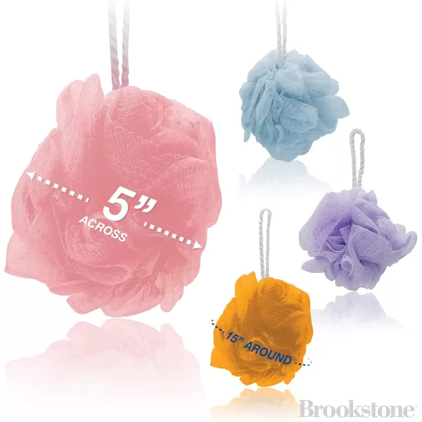 BROOKSTONE MultiColoured 4 Pack Soft Shower Loofah Sponge Gentle Body Scrubber for Men and WomenBROOKSTONE MultiColoured 4 Pack Soft Shower Loofah Sponge Gentle Body Scrubber for Men and Women