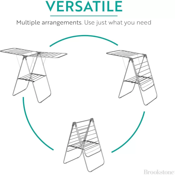 Brookstone  Foldable Clothing Drying Rack Collapsible Laundry Hanger for Clothes Ready Out of The Box Silver ColorBrookstone  Foldable Clothing Drying Rack Collapsible Laundry Hanger for Clothes Ready Out of The Box Silver Color