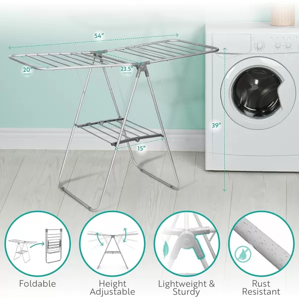 Brookstone  Foldable Clothing Drying Rack Collapsible Laundry Hanger for Clothes Ready Out of The Box Silver ColorBrookstone  Foldable Clothing Drying Rack Collapsible Laundry Hanger for Clothes Ready Out of The Box Silver Color