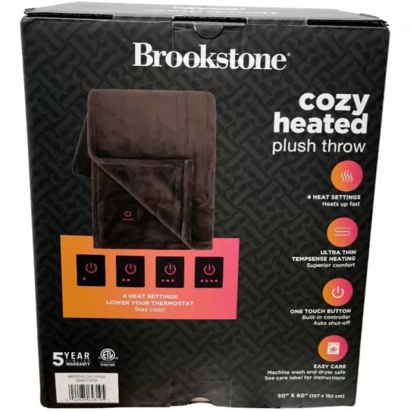 Brookstone 4Heat Setting Luxurious Heated ThrowBlanket 50 x 60 in Chocolate BrownBrookstone 4Heat Setting Luxurious Heated ThrowBlanket 50 x 60 in Chocolate Brown