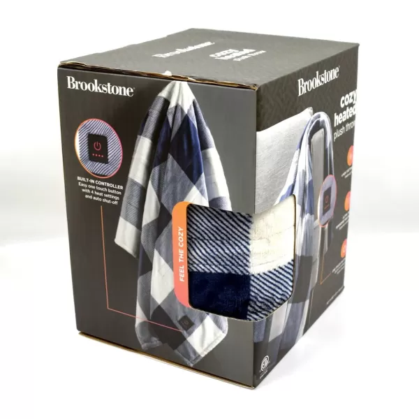 Brookstone 4Heat Setting Luxurious Heated ThrowBlanket 50 x 60 in Navy PlaidBrookstone 4Heat Setting Luxurious Heated ThrowBlanket 50 x 60 in Navy Plaid