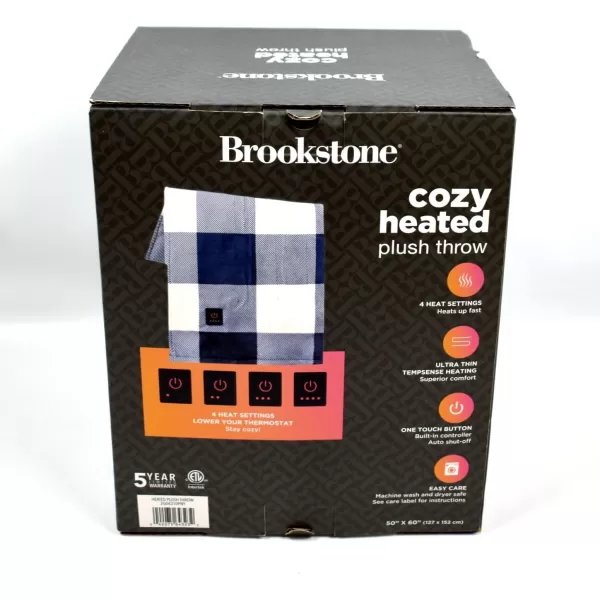 Brookstone 4Heat Setting Luxurious Heated ThrowBlanket 50 x 60 in Navy PlaidBrookstone 4Heat Setting Luxurious Heated ThrowBlanket 50 x 60 in Navy Plaid