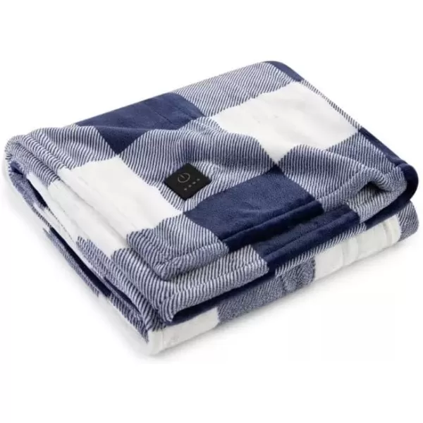 Brookstone 4Heat Setting Luxurious Heated ThrowBlanket 50 x 60 in Navy PlaidBrookstone 4Heat Setting Luxurious Heated ThrowBlanket 50 x 60 in Navy Plaid