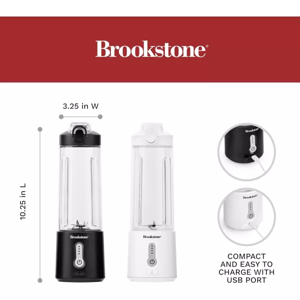 Brookstone 500mL Compact Portable Blender with Additional Lid for OntheGo Convenience  Personal Blender Perfect for Shakes Smoothies Food Prep and Frozen Blending BPAFree BlackBlack  White