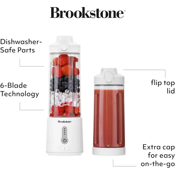 Brookstone 500mL Compact Portable Blender with Additional Lid for OntheGo Convenience  Personal Blender Perfect for Shakes Smoothies Food Prep and Frozen Blending BPAFree BlackWhite