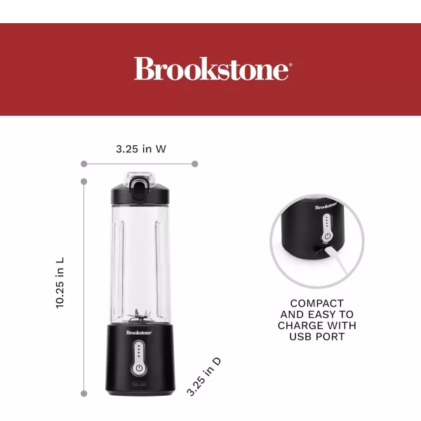 Brookstone 500mL Compact Portable Blender with Additional Lid for OntheGo Convenience  Personal Blender Perfect for Shakes Smoothies Food Prep and Frozen Blending BPAFree BlackBlack