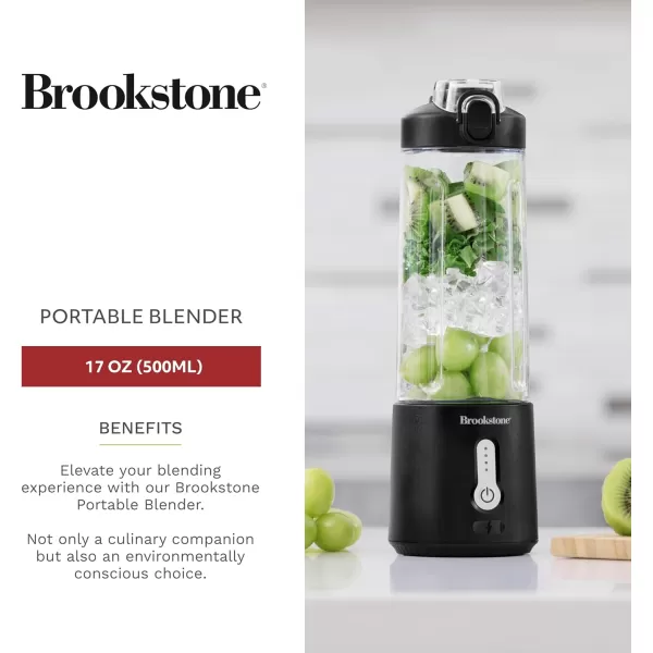 Brookstone 500mL Compact Portable Blender with Additional Lid for OntheGo Convenience  Personal Blender Perfect for Shakes Smoothies Food Prep and Frozen Blending BPAFree BlackBlack