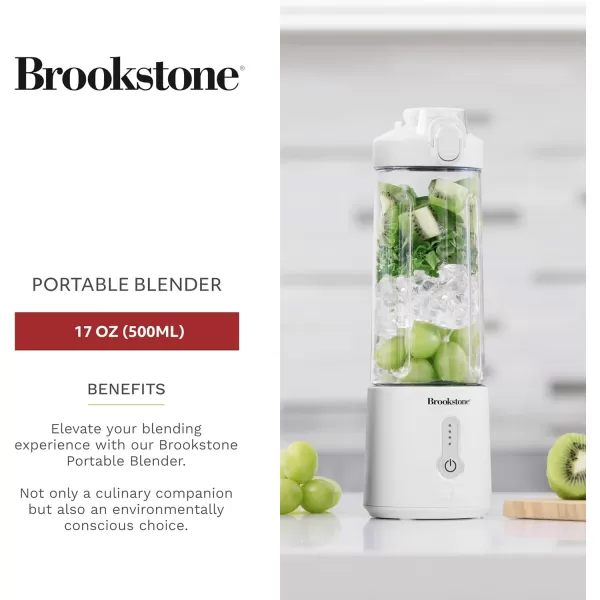 Brookstone 500mL Compact Portable Blender with Additional Lid for OntheGo Convenience  Personal Blender Perfect for Shakes Smoothies Food Prep and Frozen Blending BPAFree BlackWhite