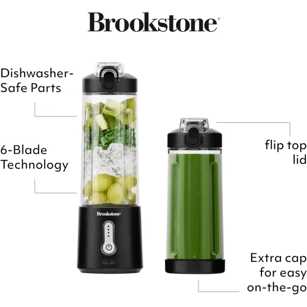 Brookstone 500mL Compact Portable Blender with Additional Lid for OntheGo Convenience  Personal Blender Perfect for Shakes Smoothies Food Prep and Frozen Blending BPAFree BlackBlack  White