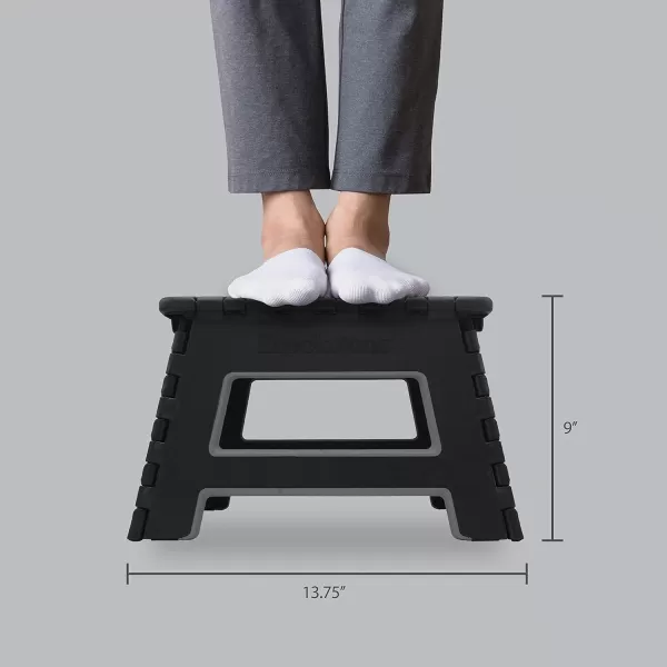 Brookstone BKH1100 9 Folding Step Stool NonSlip Textured Grip Surface Foldable Space Saving Design Carrying Handle Holds Up to 300 Pounds BlushBlack