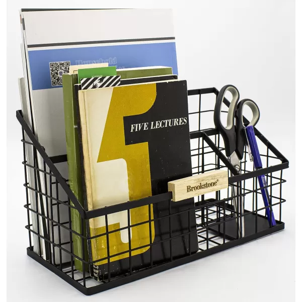 Brookstone BKH8002 Desk Organizer Sectional Office Pen Caddy Stockholm Desktop Collection Black Finish Steel Pencil HolderBrookstone BKH8002 Desk Organizer Sectional Office Pen Caddy Stockholm Desktop Collection Black Finish Steel Pencil Holder