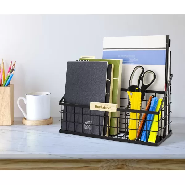 Brookstone BKH8002 Desk Organizer Sectional Office Pen Caddy Stockholm Desktop Collection Black Finish Steel Pencil HolderBrookstone BKH8002 Desk Organizer Sectional Office Pen Caddy Stockholm Desktop Collection Black Finish Steel Pencil Holder