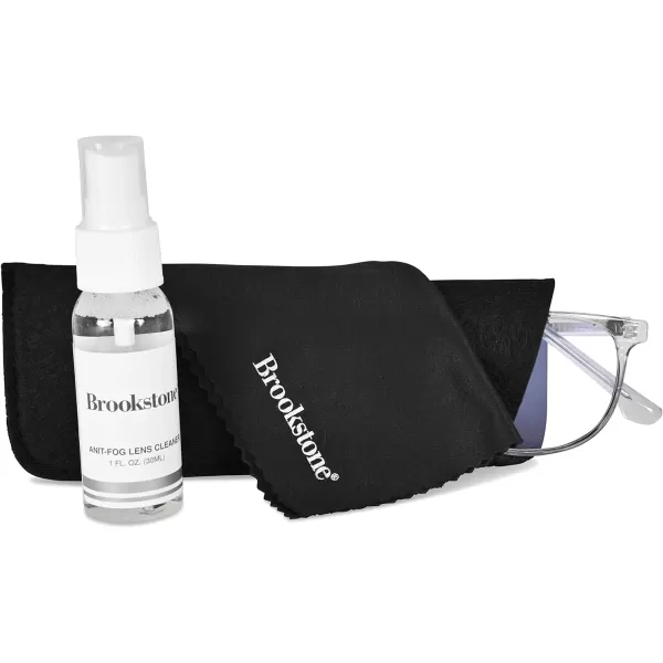 Brookstone Blue Light Blocking Glasses For Women and Men Computer Gaming Eye Protection UV Blocker With Pouch Cloth and SprayBlack Rectangular