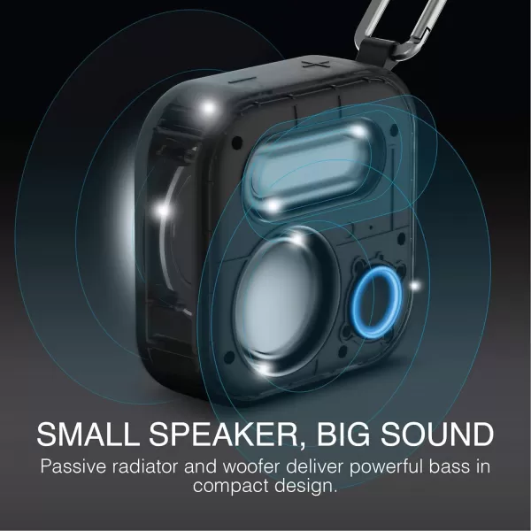 Brookstone Bluetooth Speakers IPX7nbspWaterproofnbspIndoor andnbspOutdoor Speaker Portable Speakers Computer Speakers for Desktop Monitors Tap to Link Multiple Speakers Carabiner Clip Included1 Pack