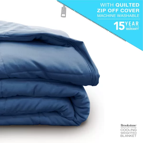 Brookstone Innovations Cooling Weighted Blanket  Machine Washable Removeable Quilted Cooling Zip Off Cover  Measures 48 in X 72 in  12 Pound Weight  Dark BlueDark Blue 120 Pounds