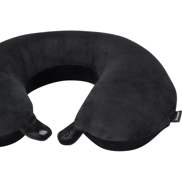 Brookstone Memory Foam Travel Neck Pillow for Vacations Airplanes Trains Buses and Cars BlackBlack One Size