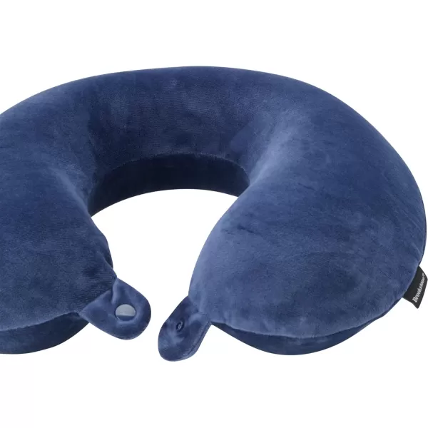 Brookstone Memory Foam Travel Neck Pillow for Vacations Airplanes Trains Buses and Cars BlackBlue One Size