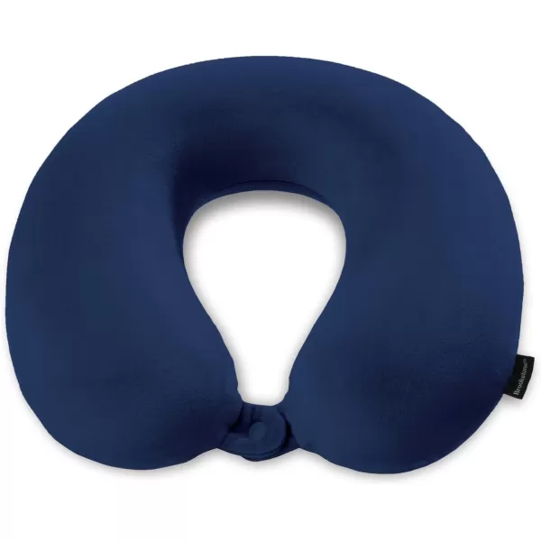 Brookstone Memory Foam Travel Neck Pillow for Vacations Airplanes Trains Buses and Cars BlackBlue One Size