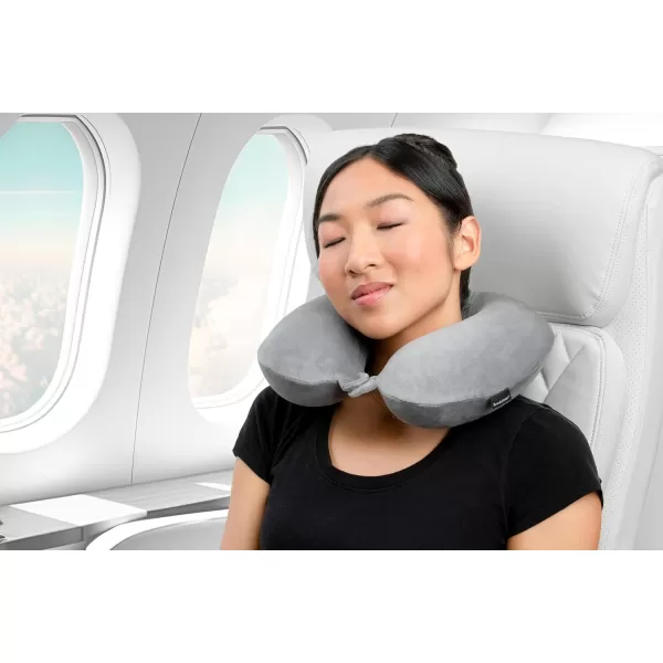 Brookstone Memory Foam Travel Neck Pillow for Vacations Airplanes Trains Buses and Cars BlackCharcoal One Size