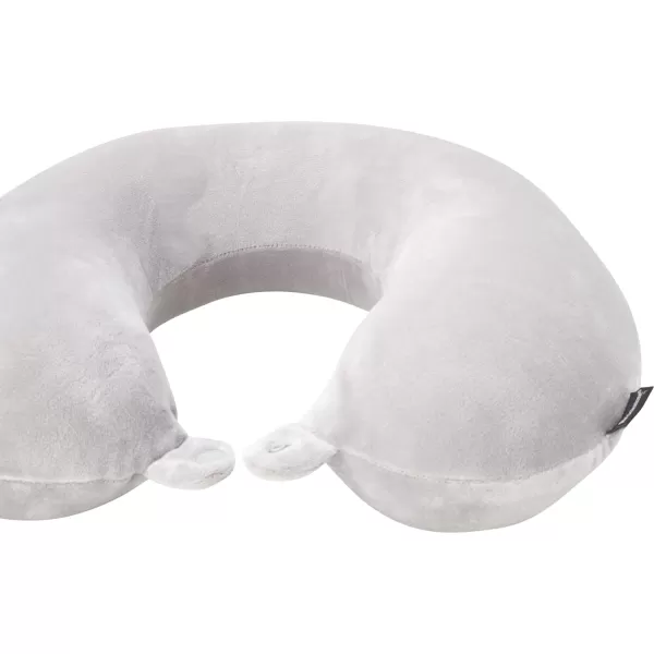 Brookstone Memory Foam Travel Neck Pillow for Vacations Airplanes Trains Buses and Cars BlackGrey One Size