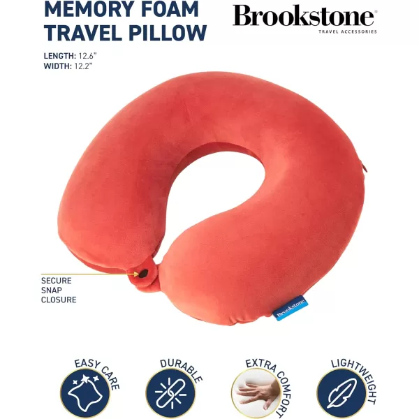 Brookstone Memory Foam Travel Neck Pillow for Vacations Airplanes Trains Buses and Cars Size One Size OliveTerra Cotta One Size