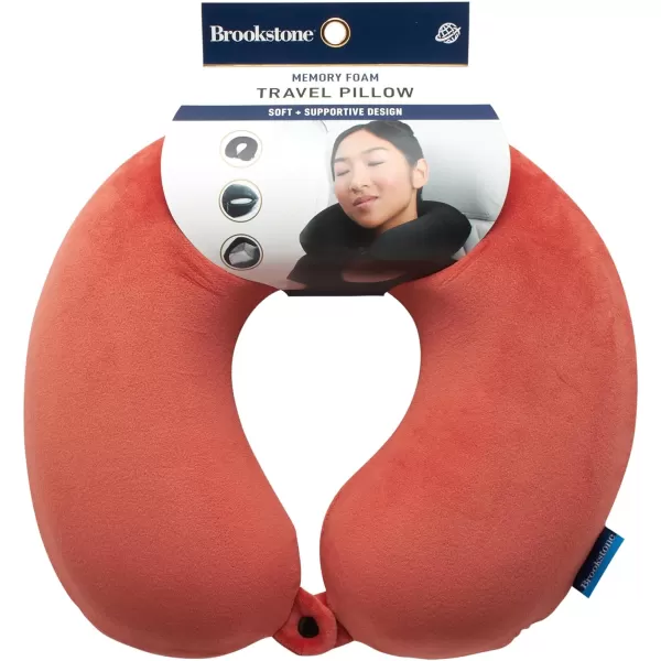 Brookstone Memory Foam Travel Neck Pillow for Vacations Airplanes Trains Buses and Cars Size One Size OliveTerra Cotta One Size