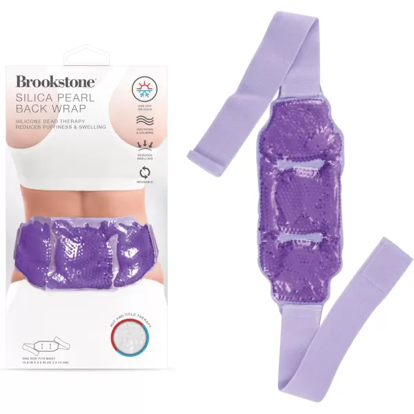 Brookstone Silica Pearl Fabric Back Wrap Hot Pack and Cold Pack Silicone Bead Therapy to Reduce Swelling and Provide Lower Back Pain Relief Reusable One Size Fits Most LavenderLavender