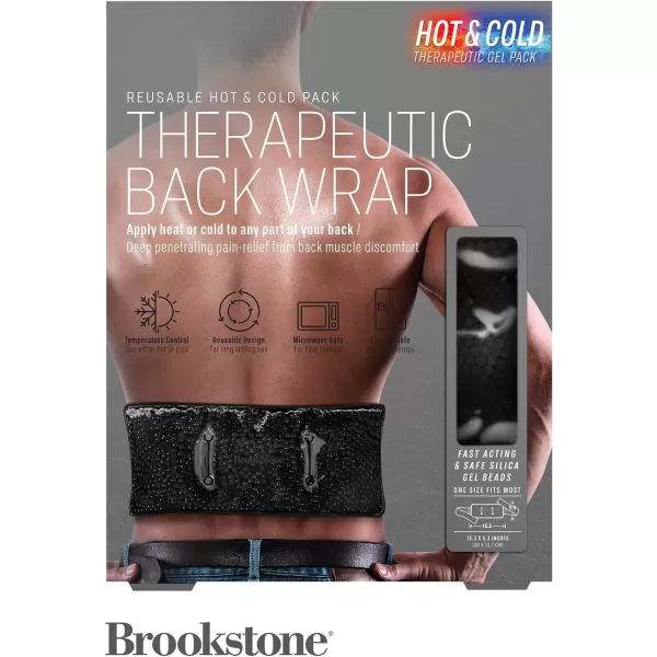 Brookstone Silica Pearl Fabric Back Wrap Hot Pack and Cold Pack Silicone Bead Therapy to Reduce Swelling and Provide Lower Back Pain Relief Reusable One Size Fits Most LavenderMidnight Black