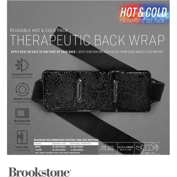 Brookstone Silica Pearl Fabric Back Wrap Hot Pack and Cold Pack Silicone Bead Therapy to Reduce Swelling and Provide Lower Back Pain Relief Reusable One Size Fits Most LavenderMidnight Black