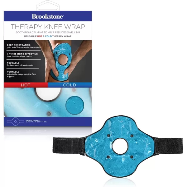 Brookstone Therapeutic Knee Wrap with FastActing and Safe Silica Beads Reusable Hot and Cold Pack for Knees and Joints Penetrating Pain Relief from Discomfort Hot and Cold Gel Pack Azure BlueAzure Blue