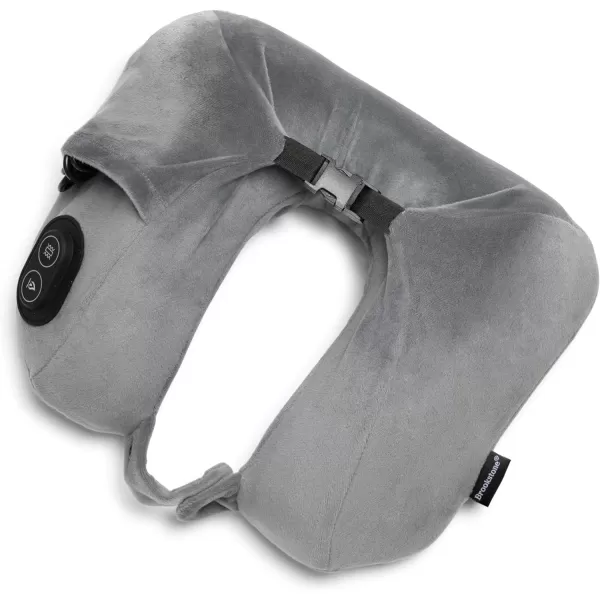 Brookstone USB Powered Vibration  Heating Travel Pillow  2 in 1 Ergonomic Memory Foam Massaging Airplane Head Neck and Lumbar Pillow BlackDark Grey