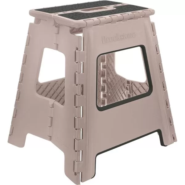 BROOKSTONE 16 Folding Step Stool for Adults NonSlip Textured Grip Surface Foldable Space Saving Design Carrying Handle Holds Up to 300 Pounds for Kitchen and Rest of Home GrayBlush