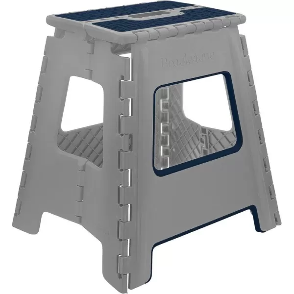 BROOKSTONE 16 Folding Step Stool for Adults NonSlip Textured Grip Surface Foldable Space Saving Design Carrying Handle Holds Up to 300 Pounds for Kitchen and Rest of Home GrayGray