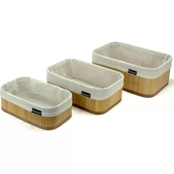 BROOKSTONE 3 PIECE SET Bamboo Storage Basket Boho Organization and Storage Container Decorative Shelf Bin for any Bedroom Over the Vanity Bathroom Accessory Suitable for Any Home Dcor StyleBROOKSTONE 3 PIECE SET Bamboo Storage Basket Boho Organization and Storage Container Decorative Shelf Bin for any Bedroom Over the Vanity Bathroom Accessory Suitable for Any Home Dcor Style