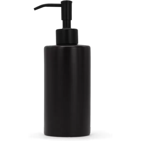 BROOKSTONE Ceramic Soap Dispenser with Metallic Top  Stylish and Modern Liquid Hand Soap Holder for Bathroom or Kitchen Round WhiteBlack