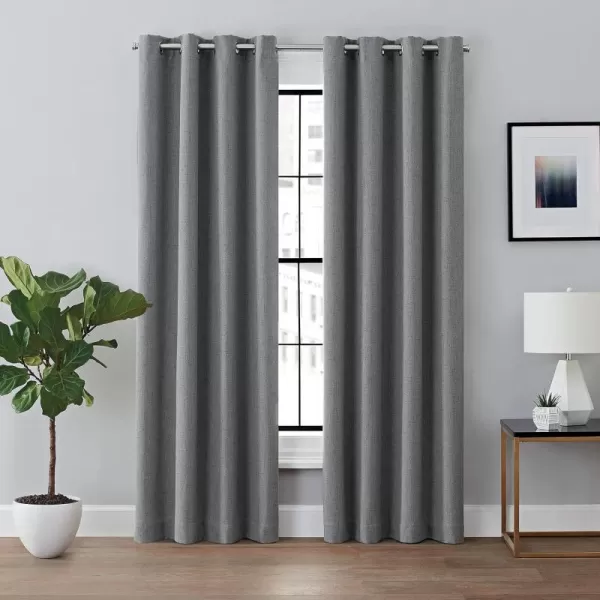 BROOKSTONE Renwick Blackout Thermal Grommet Window Curtains for Bedroom Single Panel 50 x 95 Grey50 in x 84 in Grey