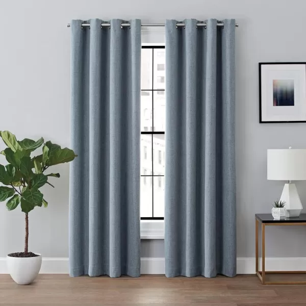 BROOKSTONE Renwick Blackout Thermal Grommet Window Curtains for Bedroom Single Panel 50 x 95 Grey50 x 84 in Ink