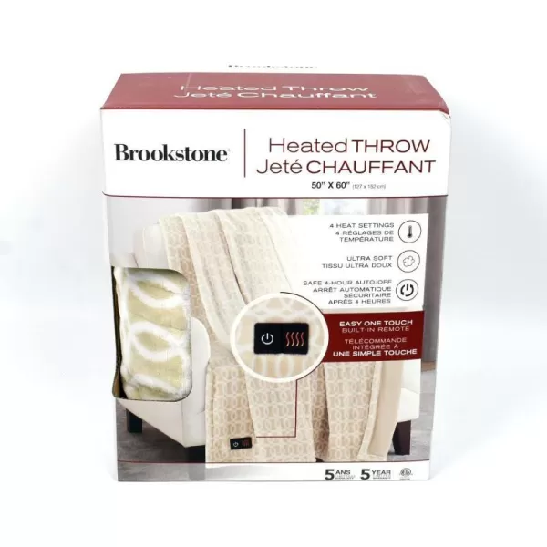 Brookstone 4Heat Setting Luxurious Heated ThrowBlanket 50 x 60 in BeigeBrookstone 4Heat Setting Luxurious Heated ThrowBlanket 50 x 60 in Beige