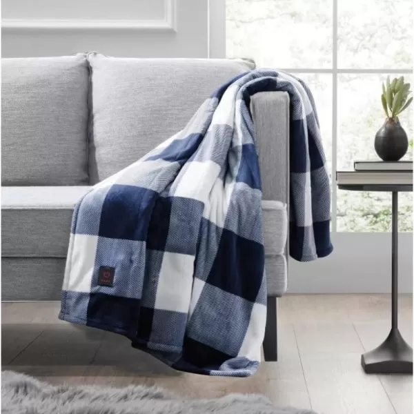 Brookstone 4Heat Setting Luxurious Heated ThrowBlanket 50 x 60 in Navy PlaidBrookstone 4Heat Setting Luxurious Heated ThrowBlanket 50 x 60 in Navy Plaid