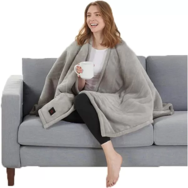 Brookstone Home Decor  Soft Plush Sherpa Lined Wearable Electric Heated Poncho  1 Button 4Heat Settings  Auto Shut Off Machine Washable  Warm Fashionable Living Room amp Bedroom Blanket GreyBrookstone Home Decor  Soft Plush Sherpa Lined Wearable Electric Heated Poncho  1 Button 4Heat Settings  Auto Shut Off Machine Washable  Warm Fashionable Living Room amp Bedroom Blanket Grey