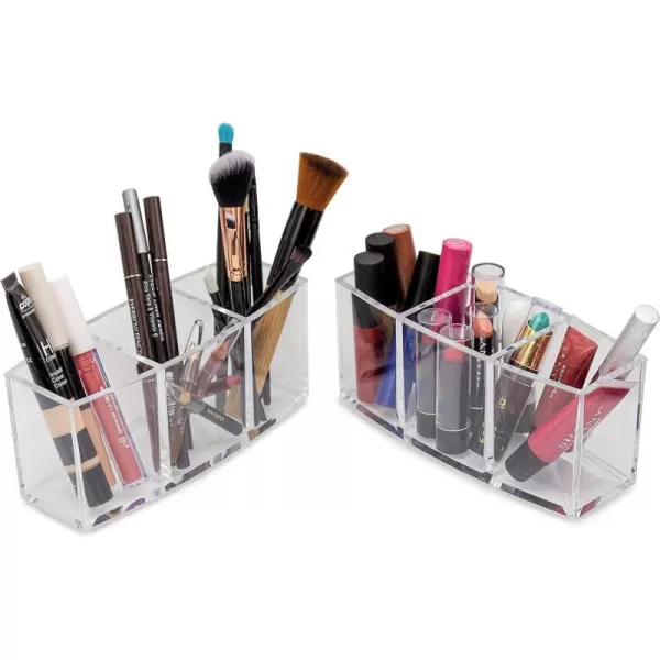 Brookstone Makeup Organizer for Vanity Cosmetic Display Case with Drawers Fits Brushes Lipsticks and Other Accessories Versatile Storage Solution clear2 Pack Acrylic